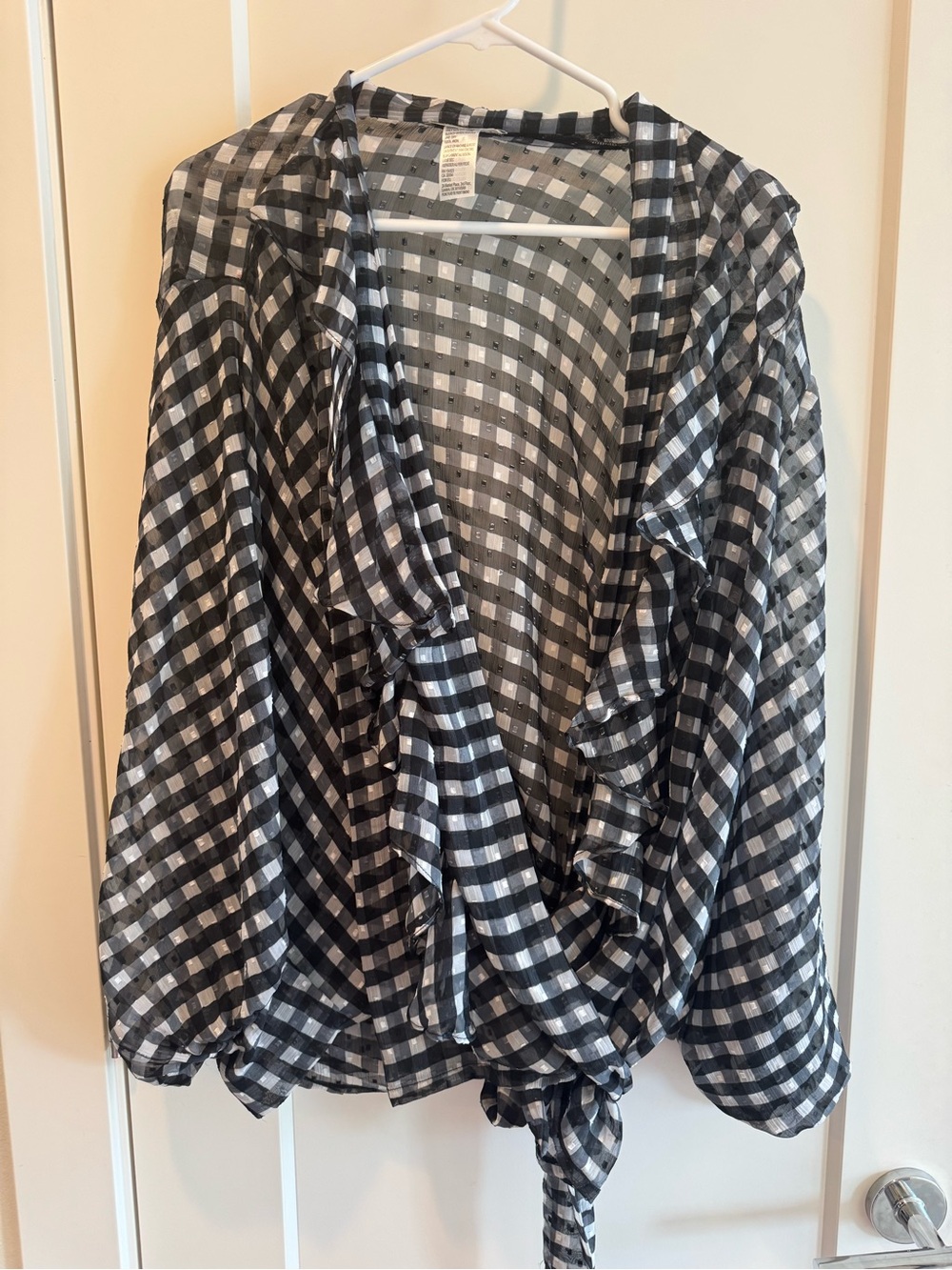 Free People Black & White Gingham Tie-Front Blouse - Picture 2 of 2